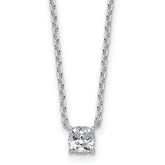 14k White Gold 1/2 carat Lab Grown Diamond VS+ F+ Cushion Complete 18 inch Four Prong Pendant Necklace