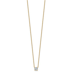 14k 3/4 carat Lab Grown Diamond VS+ F+ Cushion Complete 18 inch Four Prong Pendant Necklace
