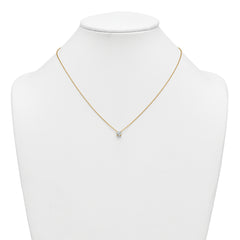 14k 3/4 carat Lab Grown Diamond VS+ F+ Cushion Complete 18 inch Four Prong Pendant Necklace