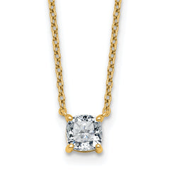 14ky 3/4ct Lab Grown Dia VS+ F+ Cushion Comp 18in Pendant Necklace