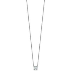 14k White Gold 1 carat Lab Grown Diamond VS+ F+ Cushion Complete 18 inch Four Prong Pendant Necklace