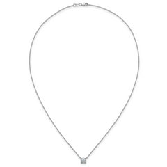 14k White Gold 1 carat Certified Lab Grown Diamond VS+ F+ Cushion Complete 18 inch Four Prong Pendant Necklace