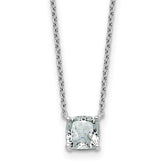 14k White Gold 1 carat Lab Grown Diamond VS+ F+ Cushion Complete 18 inch Four Prong Pendant Necklace