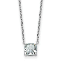 14k White Gold 1 carat Certified Lab Grown Diamond VS+ F+ Cushion Complete 18 inch Four Prong Pendant Necklace