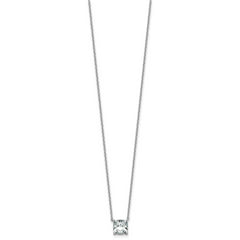 14k White Gold 1 1/2 carat Lab Grown Diamond VS+ F+ Cushion Complete 18 inch Four Prong Pendant Necklace