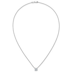 14k White Gold 1 1/2 carat Certified Lab Grown Diamond VS+ F+ Cushion Complete 18 inch Four Prong Pendant Necklace