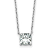 14k White Gold 1 1/2 carat Certified Lab Grown Diamond VS+ F+ Cushion Complete 18 inch Four Prong Pendant Necklace