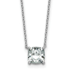 14k White Gold 1 1/2 carat Lab Grown Diamond VS+ F+ Cushion Complete 18 inch Four Prong Pendant Necklace