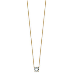 14k 1 1/2 carat Lab Grown Diamond VS+ F+ Cushion Complete 18 inch Four Prong Pendant Necklace
