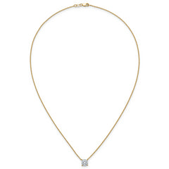 14k 1 1/2 carat Certified Lab Grown Diamond VS+ F+ Cushion Complete 18 inch Four Prong Pendant Necklace