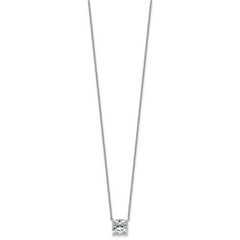 14k White Gold 2 carat Lab Grown Diamond VS+ F+ Cushion Complete 18 inch Four Prong Pendant Necklace