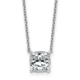 14k White Gold 2 carat Certified Lab Grown Diamond VS+ F+ Cushion Complete 18 inch Four Prong Pendant Necklace