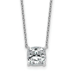 14k White Gold 2 carat Certified Lab Grown Diamond VS+ F+ Cushion Complete 18 inch Four Prong Pendant Necklace