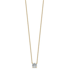 14k 2 carat Certified Lab Grown Diamond VS+ F+ Cushion Complete 18 inch Four Prong Pendant Necklace