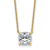 14k 2 carat Certified Lab Grown Diamond VS+ F+ Cushion Complete 18 inch Four Prong Pendant Necklace