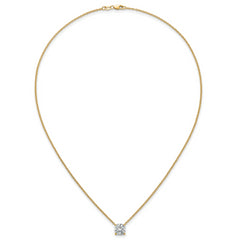 14k 2 1/2 carat Lab Grown Diamond VS+ F+ Cushion Complete 18 inch Four Prong Pendant Necklace