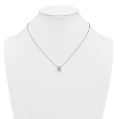 14k White Gold 3 carat Certified Lab Grown Diamond VS+ F+ Cushion Complete 18 inch Four Prong Pendant Necklace