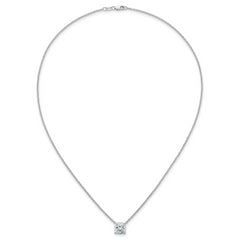 14k White Gold 3 carat Certified Lab Grown Diamond VS+ F+ Cushion Complete 18 inch Four Prong Pendant Necklace