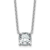 14k White Gold 3 carat Lab Grown Diamond VS+ F+ Cushion Complete 18 inch Four Prong Pendant Necklace