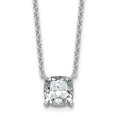 14k White Gold 3 carat Certified Lab Grown Diamond VS+ F+ Cushion Complete 18 inch Four Prong Pendant Necklace