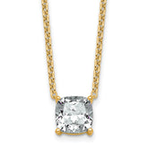14k 3 carat Lab Grown Diamond VS+ F+ Cushion Complete 18 inch Four Prong Pendant Necklace