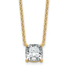 14k 3 carat Lab Grown Diamond VS+ F+ Cushion Complete 18 inch Four Prong Pendant Necklace