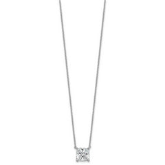 14k White Gold 3 1/2 carat Lab Grown Diamond VS+ F+ Cushion Complete 18 inch Four Prong Pendant Necklace