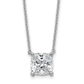 14k White Gold 3 1/2 carat Certified Lab Grown Diamond VS+ F+ Cushion Complete 18 inch Four Prong Pendant Necklace