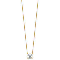 14k 3 1/2 carat Lab Grown Diamond VS+ F+ Cushion Complete 18 inch Four Prong Pendant Necklace