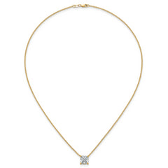 14k 3 1/2 carat Certified Lab Grown Diamond VS+ F+ Cushion Complete 18 inch Four Prong Pendant Necklace