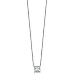 14k White Gold 4 carat Lab Grown Diamond VS+ F+ Cushion Complete 18 inch Four Prong Pendant Necklace