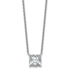 14k White Gold 4 carat Lab Grown Diamond VS+ F+ Cushion Complete 18 inch Four Prong Pendant Necklace