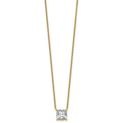 14k 4 carat Lab Grown Diamond VS+ F+ Cushion Complete 18 inch Four Prong Pendant Necklace