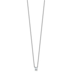 14k White Gold 1/4 carat Lab Grown Diamond VS+ F+ Radiant Complete 18 inch Four Prong Pendant Necklace