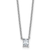 14k White Gold 1/4 carat Lab Grown Diamond VS+ F+ Radiant Complete 18 inch Four Prong Pendant Necklace
