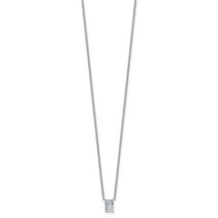 14k White Gold 1/2 carat Lab Grown Diamond VS+ F+ Radiant Complete 18 inch Four Prong Pendant Necklace