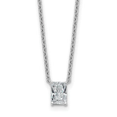 14k White Gold 1/2 carat Lab Grown Diamond VS+ F+ Radiant Complete 18 inch Four Prong Pendant Necklace