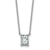 14k White Gold 3/4 carat Lab Grown Diamond VS+ F+ Radiant Complete 18 inch Four Prong Pendant Necklace