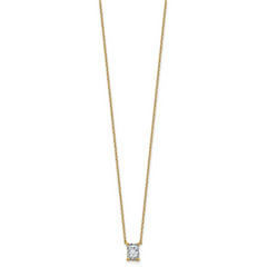 14k 3/4 carat Lab Grown Diamond VS+ F+ Radiant Complete 18 inch Four Prong Pendant Necklace