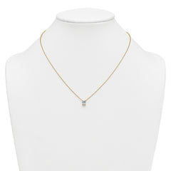 14k 3/4 carat Lab Grown Diamond VS+ F+ Radiant Complete 18 inch Four Prong Pendant Necklace