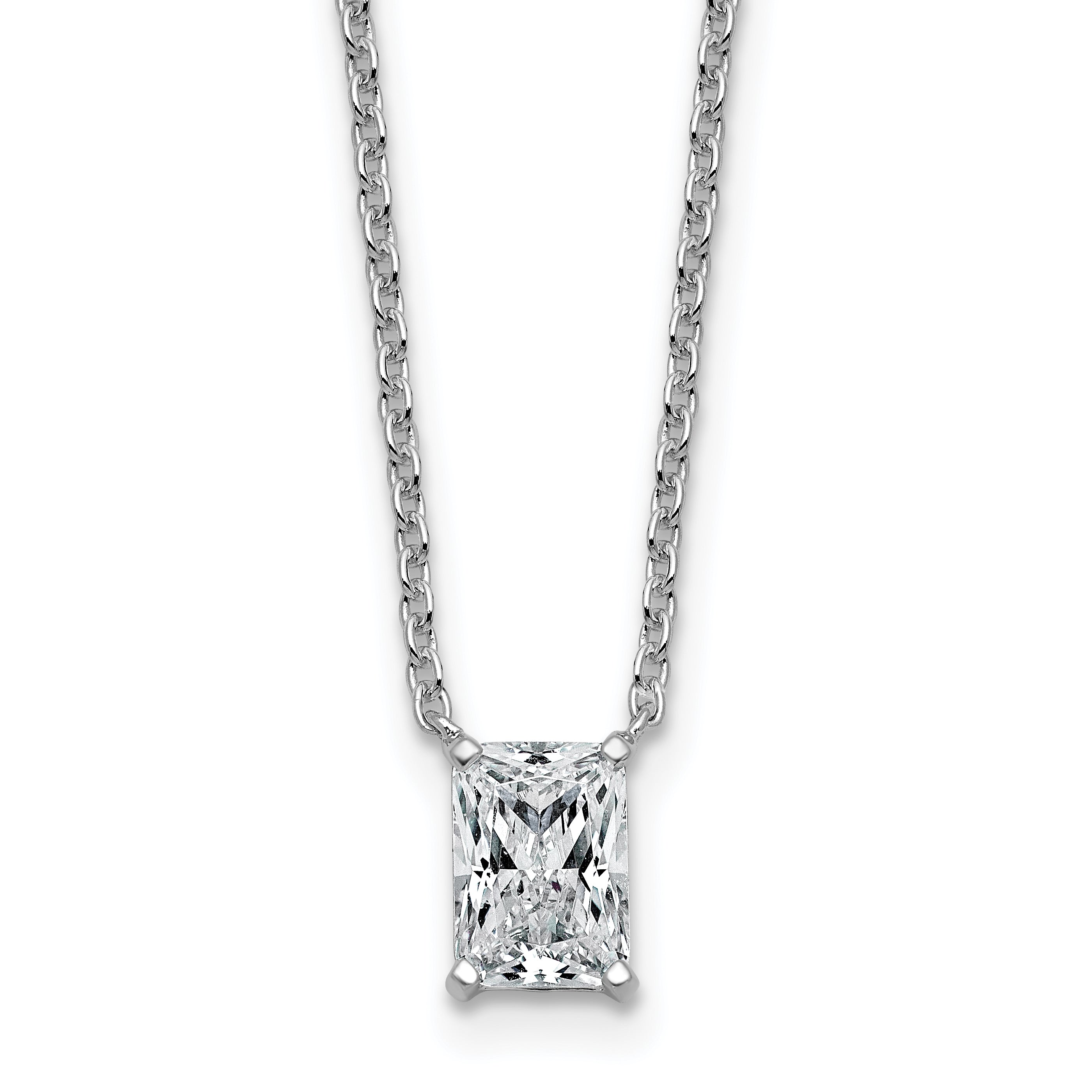 14kw 1ct Cert Lab Grown Dia VS+ F+ Radiant Comp 18in Pendant Necklace