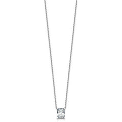 14k White Gold 2 carat Certified Lab Grown Diamond VS+ F+ Radiant Complete 18 inch Four Prong Pendant Necklace
