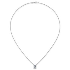 14k White Gold 2 carat Certified Lab Grown Diamond VS+ F+ Radiant Complete 18 inch Four Prong Pendant Necklace