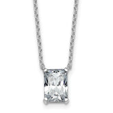 14k White Gold 2 carat Lab Grown Diamond VS+ F+ Radiant Complete 18 inch Four Prong Pendant Necklace