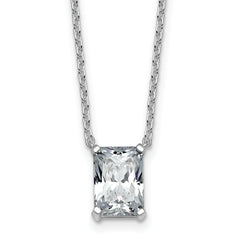 14k White Gold 2 carat Certified Lab Grown Diamond VS+ F+ Radiant Complete 18 inch Four Prong Pendant Necklace
