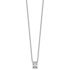 14k White Gold 2 1/2 carat Lab Grown Diamond VS+ F+ Radiant Complete 18 inch Four Prong Pendant Necklace