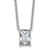 14k White Gold 2 1/2 carat Lab Grown Diamond VS+ F+ Radiant Complete 18 inch Four Prong Pendant Necklace