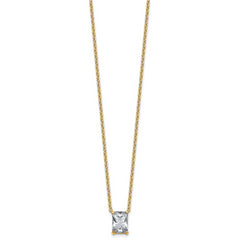 14k 2 1/2 carat Certified Lab Grown Diamond VS+ F+ Radiant Complete 18 inch Four Prong Pendant Necklace