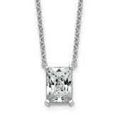 14k White Gold 3 carat Lab Grown Diamond VS+ F+ Radiant Complete 18 inch Four Prong Pendant Necklace