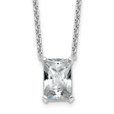 14k White Gold 3 1/2 carat Certified Lab Grown Diamond VS+ F+ Radiant Complete 18 inch Four Prong Pendant Necklace